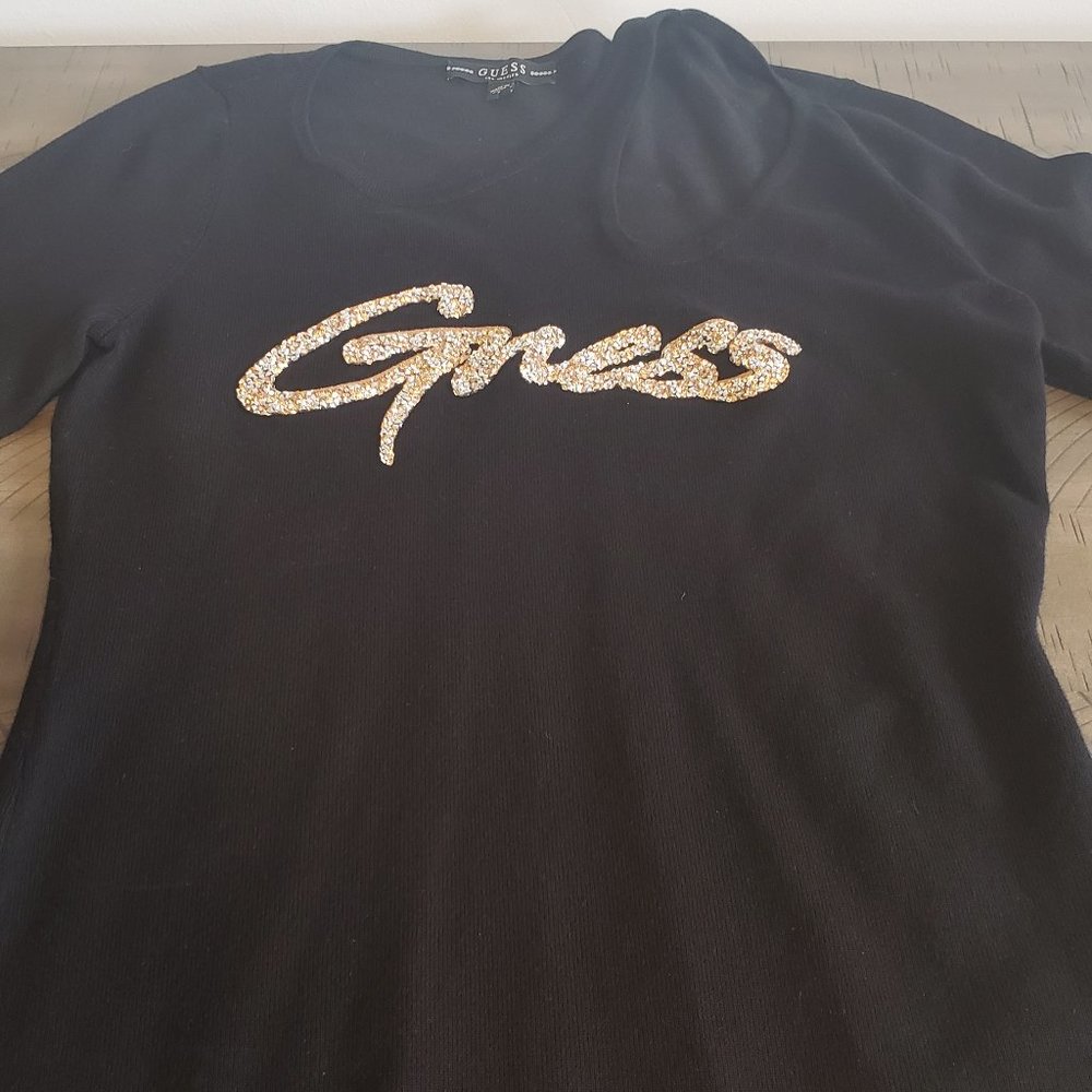 Gorgeous black with gold logo GUESS Sweater